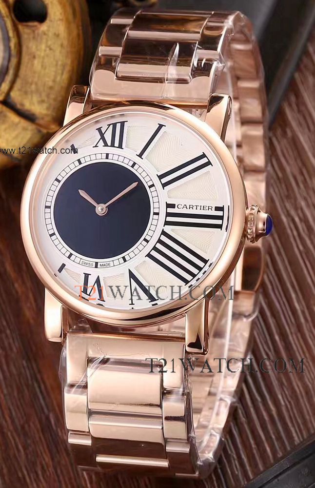 CARTIER Rose Gold Replica Wristwatch Man Size